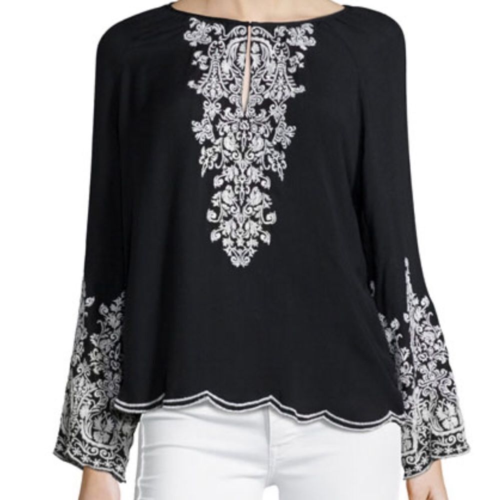 Love Sam black boho embroidered blouse‎